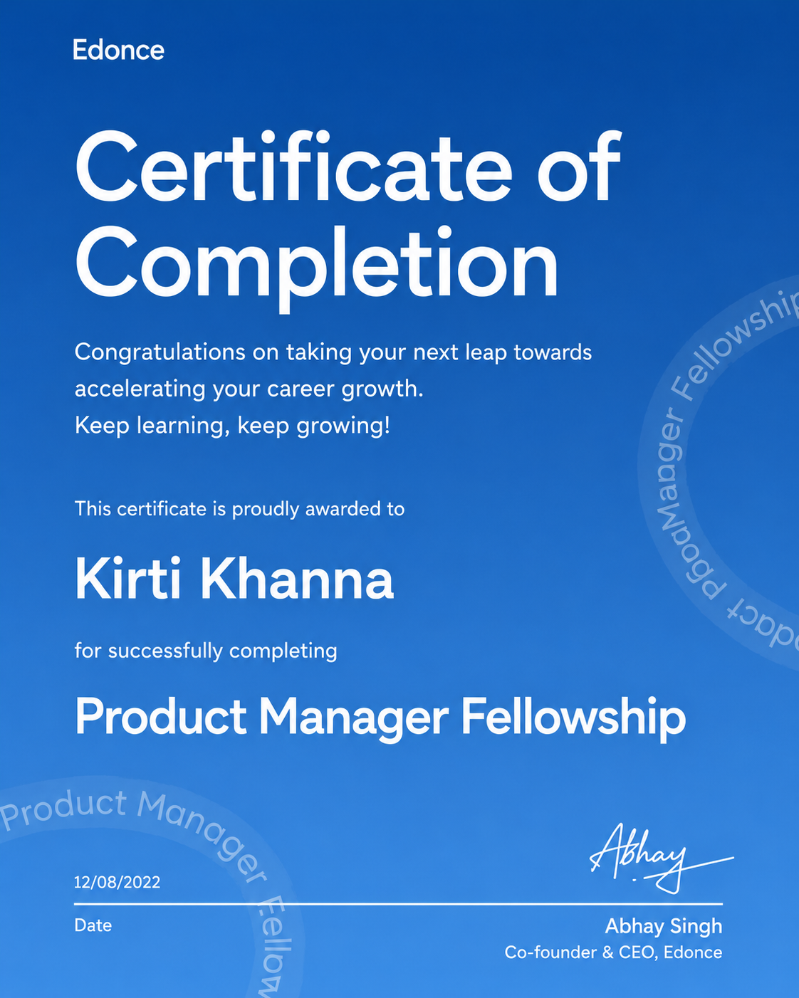 Certificate of Accomplishment
